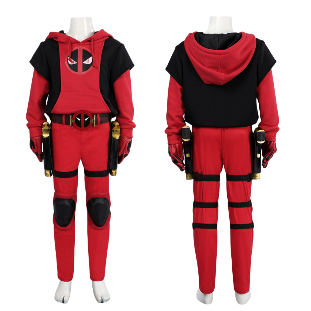 【New Arrival】Xcoser Kids Deadpool 3 Kidpool Mask Bag Belt Gloves Full Set