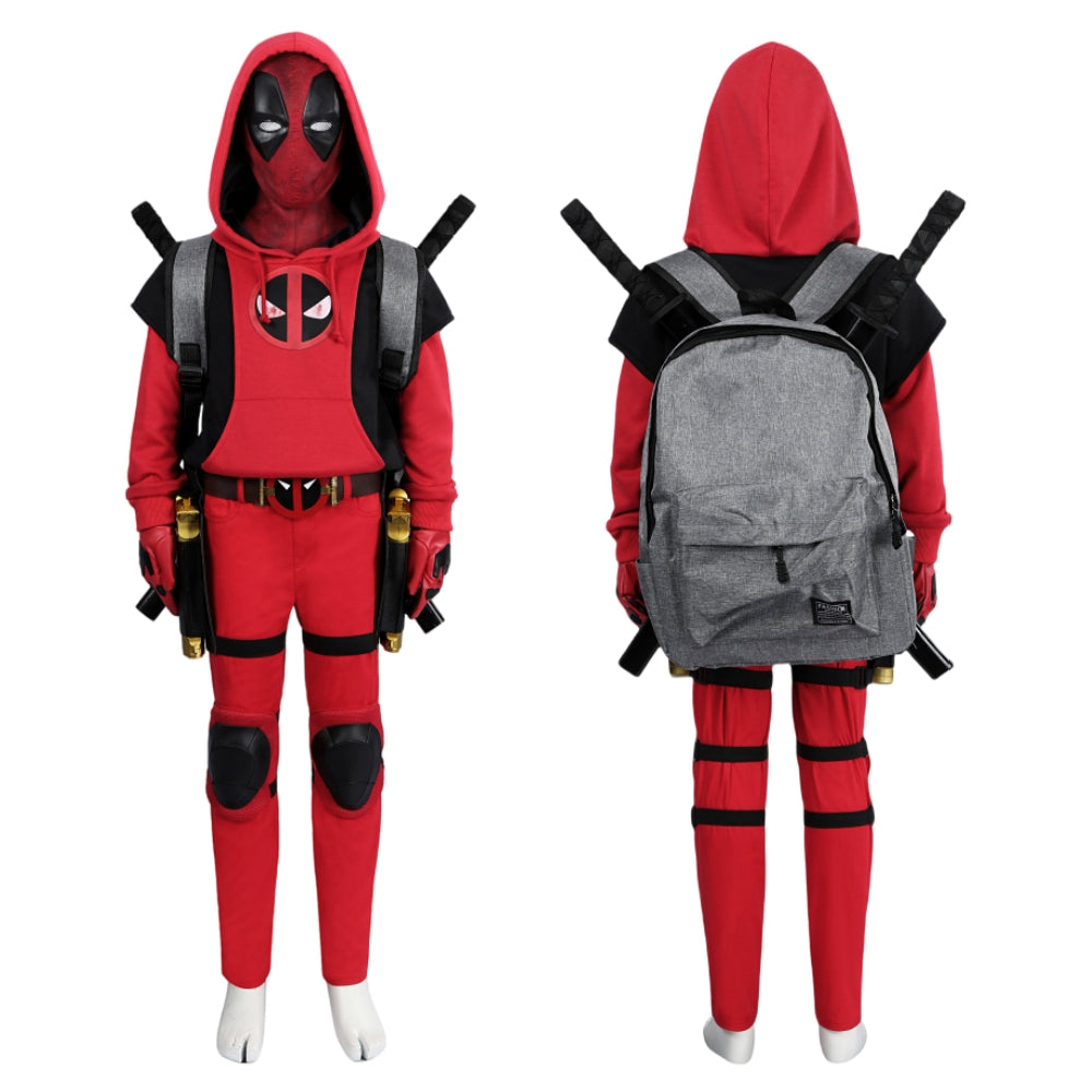 【New Arrival】Xcoser Kids Deadpool 3 Kidpool Mask Bag Belt Gloves Full Set