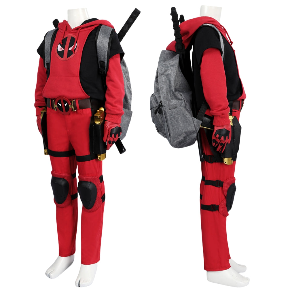 【New Arrival】Xcoser Kids Deadpool 3 Kidpool Mask Bag Belt Gloves Full Set